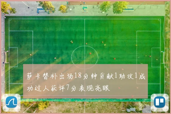 萨卡替补出场18分钟贡献1助攻1成功过人获评7分表现亮眼